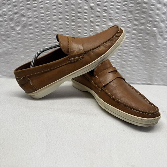 Sandro Moscoloni Honey Brown Leather Camilo Penny Loafers Sz. 11D - Picture 2 of 6